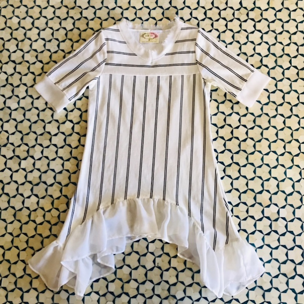 Joyfolie Pinstripe Dress with Chiffon Trim size 5